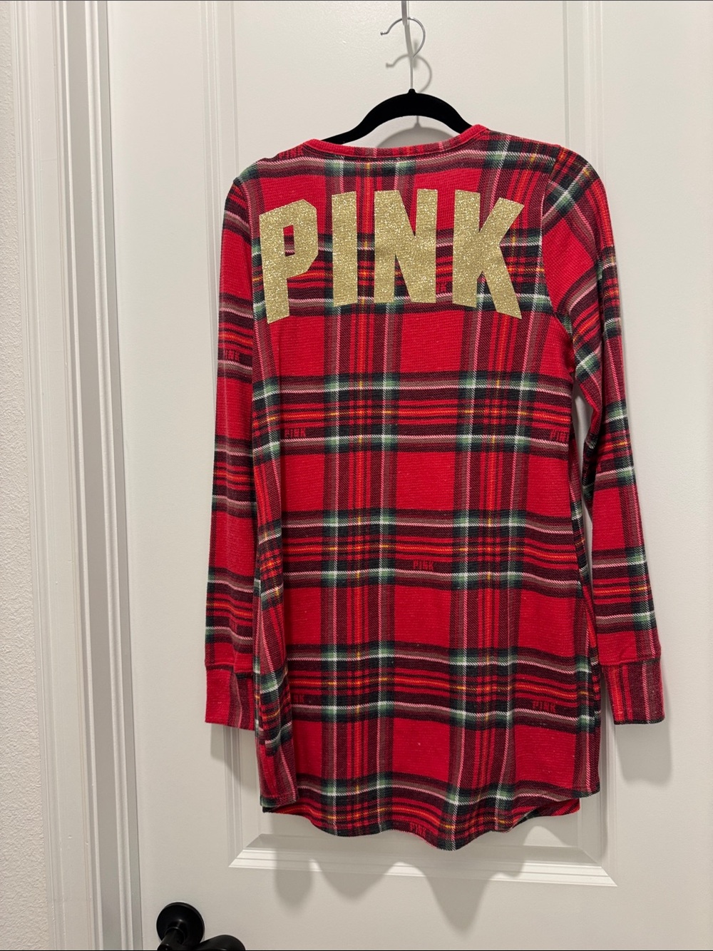 PINK Victoria's Secret Red and Gray Plaid Top